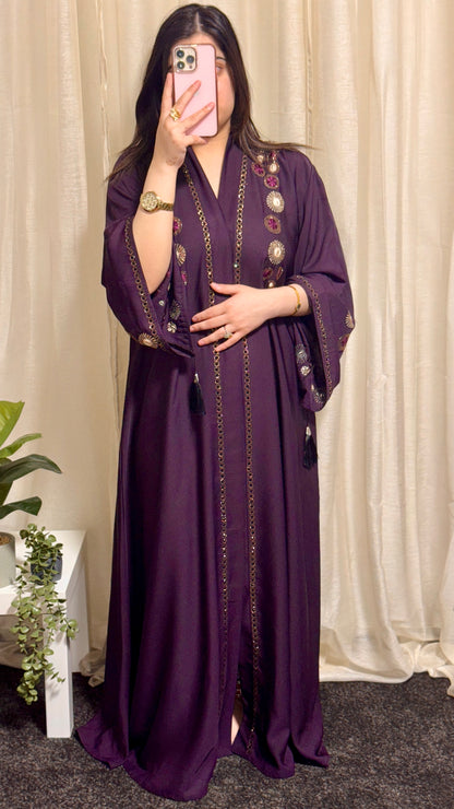 Open Abaya with flare sleeves (V-neck)