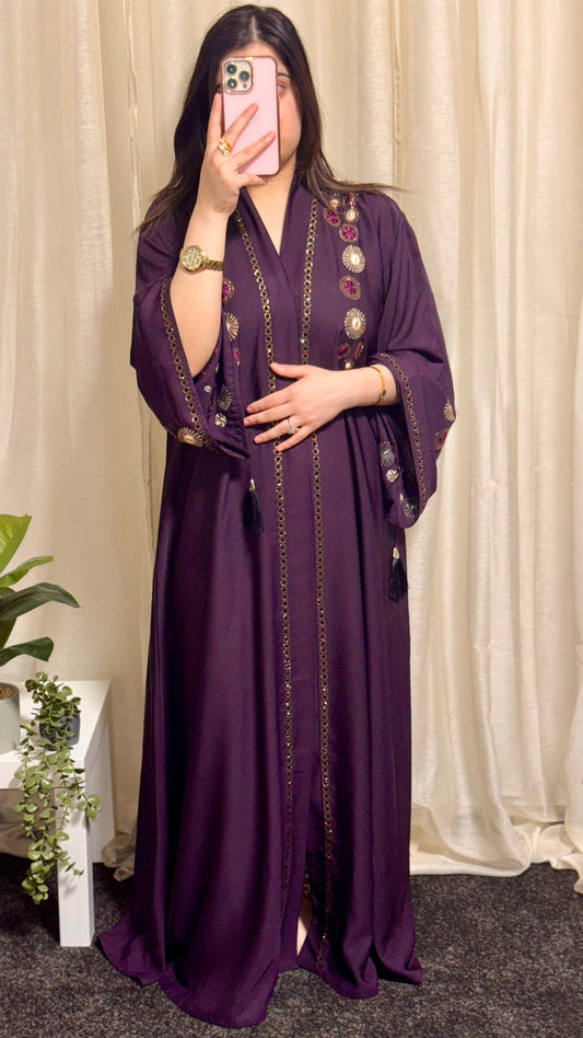 Open Abaya with flare sleeves (V-neck)