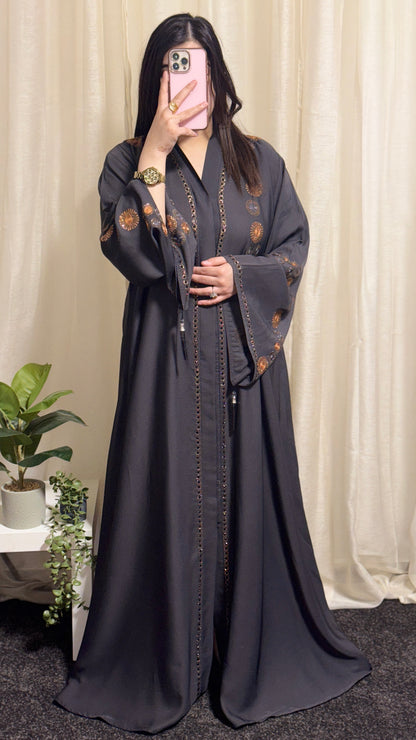 Open Abaya with flare sleeves (V-neck)