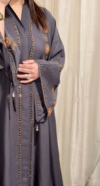 Open Abaya with flare sleeves (V-neck)
