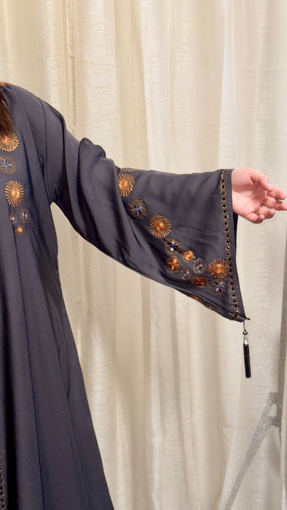 Open Abaya with flare sleeves (V-neck)