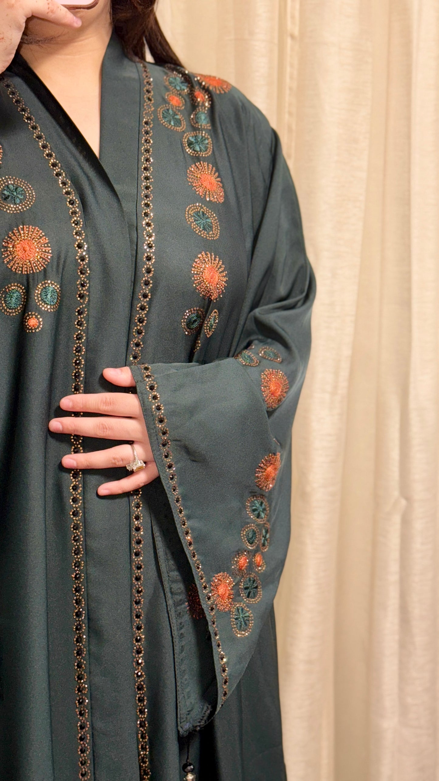 Open Abaya with flare sleeves (V-neck)