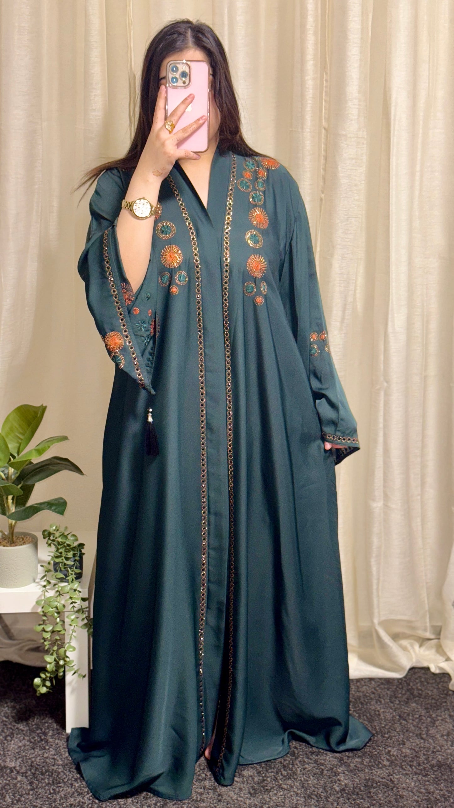 Open Abaya with flare sleeves (V-neck)