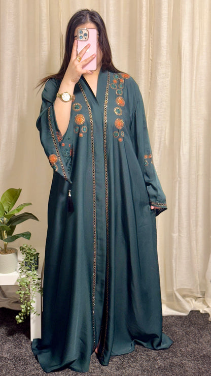 Open Abaya with flare sleeves (V-neck)