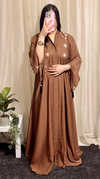 Open Abaya with flare sleeves (V-neck)