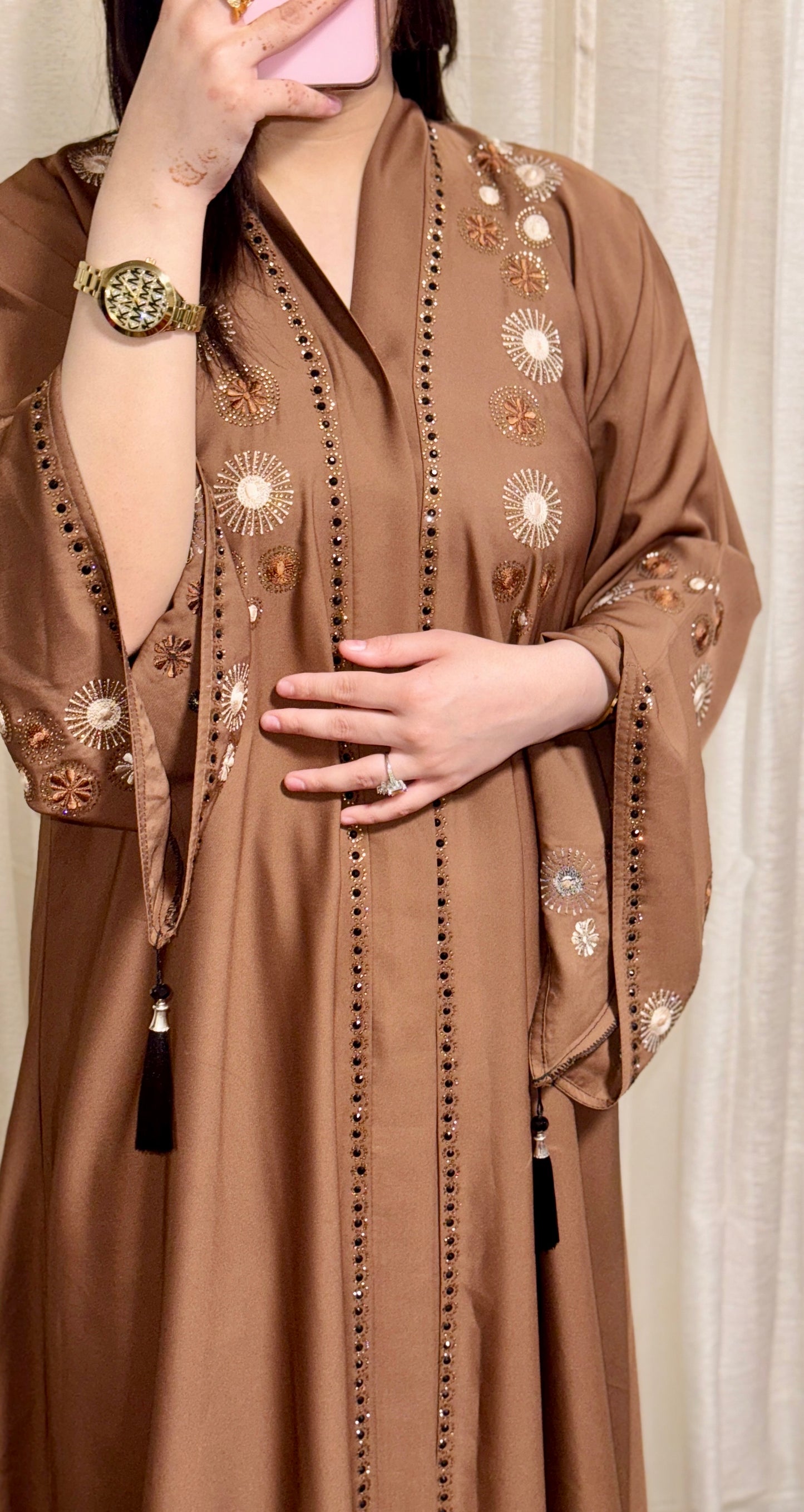 Open Abaya with flare sleeves (V-neck)
