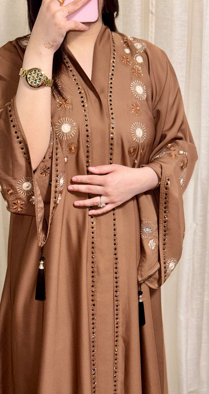 Open Abaya with flare sleeves (V-neck)