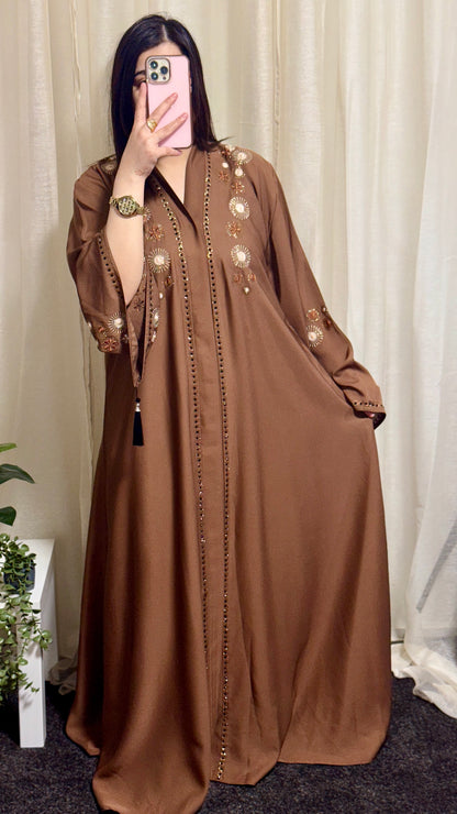 Open Abaya with flare sleeves (V-neck)